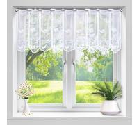 Heveer Kitchen Curtains Cafe Curtains Rod Pocket Short Curtain Small Window Curtain Semi Sheer Curtains for Small Windows Bathroom Bedroom 1 Piece 45 x 144 cm