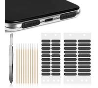 Heveer Phone Speaker Dust Kit Phone Speaker Mesh Dustproof Net Adhesive Stickers with Cleaning Swabs Tweezer 51 Pieces Black