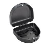 Heveer Retainer Case Denture Box Round Dental Retainer Box Braces Case for Invisable Aligner Mouthguards Braces Dentures Black