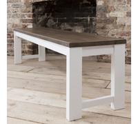 Hever Dining Bench in White and Dark Pine