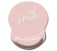 HEVITDA Mouse Pad Ergonomic Mouse Pad with Wrist Support Pain Relief Comfort Wrist Rest Pad with Non-Slip PU Base for Gaming, Home, Office & Travel, Pretty Smile Pink