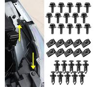 HEVLE 35PCS Engine Under Cover Splash Shield Guard Body Bolts Screws, Bumper Fender Liner Push Retainer Fastener Rivet Clips, Bumper Clips Extruded U-Nuts Kit Compatible with G35 G37 FX35 FX45
