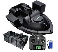 HEVMEVENI HENGGE RC Bait Boat, Remote Control Fishing Boat, GPS Positioning Remote Control 500M Bait Boat with LED Night Light,Black,GPS 12000MAH