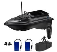 HEVMEVENI RC Fishing Bait Boat with 2 x 5200mAh Batteries & Carrying Bag, 1640FT Remote Range, 3.3LB Load Capacity, Speed Cruise, Night Lights - Remote Control Carp Bait Boat (Black)