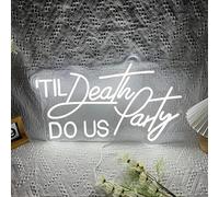 HEVMEVENI Til Death Do Us Party Neon Sign, Custom Wedding Neon Sign Bar Decor Wedding Reception Decor Bride Party Light,White