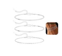 HEVOCY Mens Silver Bracelet Set, 3PCS Dainty Stainless Steel Chain Bracelets for Men, Adjustable Thin Silver Bracelets, Mens Jewelry Stack, Bracelets for Men, Gift for Him, 8+2 inch, Metal, no