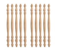 HEVSTIL 10-Pack 11" Wooden Baluster Spindles, Decorative Unpainted Baluster Unfinished Wood Natural Cutout Spindles for Furniture, Crafts