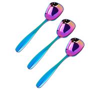 HEVSTIL 3Pack Large Serving Spoons Set Soup Spoon Stainless Steel Soup Spoons with Rainbow Magic Mirror Finish Yogurt Spoon for Soup Rice Tea Milk Coffee Dessert