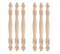 HEVSTIL 6-Pack 7 3/4" Wooden Baluster Spindles, Decorative Rubberwood Spindles, Unpainted, Unfinished, Natural Cutout, Furniture, Crafts
