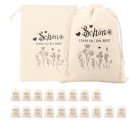 Hevtsde 20Pcs Fabric Bag with Drawstring 5 x 7 Inch Small Canvas Packaging Bag for Thanksgiving(Schön DASS DU DA BIST)
