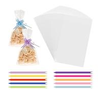 Hevtsde 300 Pcs Practical Cellophane Bag Sturdy Clear Goodie Bag with 300 Pull Bow for Present Wrapping Packaging Candy Dessert Bakery(transparent color,300)