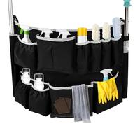 Hevtsde Trash Can Caddy Bag Fit 32 to 55 Gallon Garbage Bin Polyester Garbage Can Caddy with 13 Pockets for Housekeeper Professional Cleaner