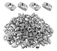 Hevysuo 100Pcs M6 T Nuts,Hammer Head Fastener Nut,Carbon Steel Nickel Plated,T Slot Nut For 3030 Aluminum Profile