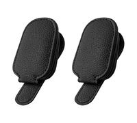 Hevysuo 2 Pcs Magnetic Leather Sunglass Holder Eyeglass Hanger Clip,Universal Sunglasses Holder Ticket Card Clip for Car Sun Visor Accessories,Black