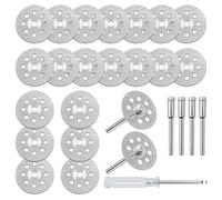 Hevysuo 20pcs Diamond Cutting Wheel with 4 Pieces Mandrel and 1Pieces Cross Crystal Screwdriver,22mm Diamond Cutting Off Discs Wheel Rotary Tool mini for Metal Glass Ceramics Gemstones