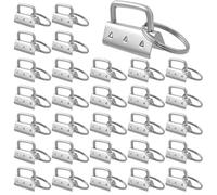 Hevysuo 30PCS Key Fob Hardware 1.25inch,Keychain Bracelet Hardware 32mm,Metal Tail Clip Wristlet Keychain Set with Split Rings for Bag Webbing Wristlets Lanyards(Silver)