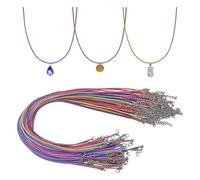 Hevysuo 40 Pcs Waxed Cotton Cord with Clasp,Multi Colored Waxeds Necklace Cords with Clasp,2mm Waxed Necklace Cord for Charms Pendants,DIY Bracelet Necklaces,Jewelry Making Supplies