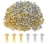 Hevysuo 400 Pcs Metal Paper Fasteners,8mm Round Head x 17mm Length Mini Brads,Split Pins for Scrapbooking,Paper Crafts,Photo Walls & Leather DIY(Gold,Silver)