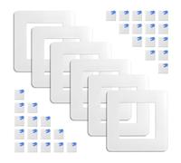 Hevysuo 6 Pcs Light Switch Surround with 30 Pcs Double-Sided Adhesive Tapes,3.38 Inch Acrylic Single Light Switch Cover Plates,Square Stick on Switch Surround for Home Wall Decoration(White)