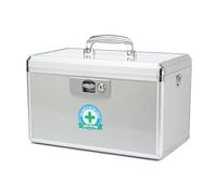 HEWEI WORKS Key Locking Medicine Box with Portable Storage Case, Child Safe Medication Lock Organizer, Locked Empty First Aid Storage Chest, Lockbox for Drugs use