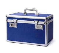 HEWEI WORKS Large Capacity Combination Locking Medicine Box with Portable Storage Case, 38x 22x 24cm, Childproof Medication Lock Organizer, Lockbox for Secure Cash, ID Documents (BLUE)