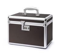 HEWEI WORKS Lockable Medication Box with Portable Storage Case, 10.2''x 6.8''x 6.8'', Childproof Medicine Lock Organizer， Lockbox for Secure Cash, Jewelry, ID Documents (Coffee/Small)