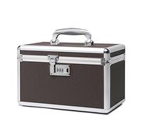HEWEI WORKS Lockable Medication Box with Portable Storage Case, 12.2''x 7.2''x 7.6'', Childproof Medicine Lock Organizer, Lockbox for Documents & Valuables (Coffee/Medium)