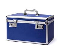 HEWEI WORKS Lockable Medication Box with Portable Storage Case, 14.2''x 7.2''x 8.2'', Childproof Medicine Lock Organizer, Locked Empty First Aid Storage Case, (Blue/Large)