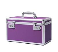 HEWEI WORKS Locking Box with Portable Storage Case, 14.2''x 7.2''x 8.2''，Childproof Medication Lock Organizer, Lockbox for Documents，Medicine & Valuables (Purple/Large)