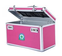 HEWEI WORKS Locking Box with Portable Storage Case, 15''x 8.7''x 9.3'',Childproof Medication Lock Organizer, Lockbox for Documents,Medicine & Valuables (PINK)