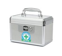 HEWEI WORKS Locking Medicine Box with Portable Storage Case, Child Safe Medication Lock Organizer, Locked Empty First Aid Storage Chest, Lockbox for Drugs use (silver)