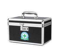 HEWEI WORKS Medication Lock Box, Lockable Medicine Storage, Empty First Aid, Medical Organizer, Safe lockbox for Home & Outdoor (Black, Medium)