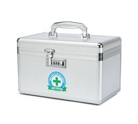 HEWEI WORKS Medication Lock Box, Lockable Medicine Storage, Empty First Aid, Medical Organizer, Safe lockbox for Home & Outdoor (Silver, Medium)