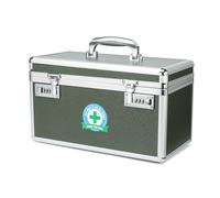 HEWEI WORKS Medication Lock Box, Lockable Medicine Storage, Empty First Aid, Medical Organizer, Safe lockbox for Home & Outdoor (Green, Large)