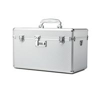 HEWEI WORKS Storage Box with Combination Lock, Lockable Medicine Storage Box, Security Lock Box, Portable Multipurpose Box for Home and Outdoor (Silver, X-Large)