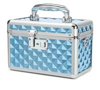 HEWEI WORKS Storage Box with Key Lock, Lockable Medicine Storage Box, Empty First Aid Box, Security Lock Box, Multipurpose Locking Box for Home and Outdoor Use (Blue, Small)