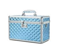 HEWEI WORKS Storage Box with Key Lock, Lockable Medicine Storage Box, Empty First Aid Box, Security Lock Box, Multipurpose Locking Box for Home and Outdoor Use (Blue, Large)