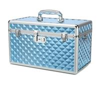 HEWEI WORKS Storage Box with Key Lock, Lockable Medicine Storage Box, Empty First Aid Box, Security Lock Box, Medical Organizer, Multipurpose Lockbox, Safe Box for Home and Outdoor (Blue, X-Large)