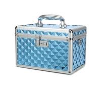 HEWEI WORKS Storage Box with Key Lock, Lockable Medicine Storage Box, Empty First Aid Box, Security Lock Box, Multipurpose Locking Box for Home and Outdoor Use (Blue, Medium)
