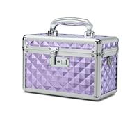 HEWEI WORKS Storage Box with Key Lock, Lockable Medicine Storage Box, Empty First Aid Box, Security Lock Box, Multipurpose Locking Box for Home and Outdoor Use (Purple, Small)