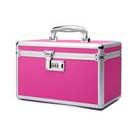 HEWEI WORKS Storage Lockbox with Combination Lock, Lockable Medicine Storage Box, Empty First Aid Box, Multipurpose Lockbox for Home and Outdoor Use (Pink, Medium)