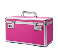 HEWEI WORKS Storage Lockbox with Combination Lock, Lockable Medicine Storage Box, Empty First Aid Box, Multipurpose Lockbox for Home and Outdoor Use (Pink, Large)