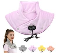 Hewelth Massager, Hewelth Triple Method Shoulder Massager, 3 Heat Levels & 3 Vibration Modes, Soft Double-Sided Fleece, USB-Charged, Foldable & Portable, Easy to Operate, for Home Office (Purple)