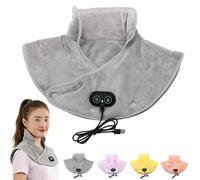 Hewelth Massager, Hewelth Triple Method Shoulder Massager, 3 Heat Levels & 3 Vibration Modes, Soft Double-Sided Fleece, USB-Charged, Foldable & Portable, Easy to Operate, for Home Office (Black)