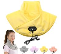 Hewelth Massager, Hewelth Triple Method Shoulder Massager, 3 Heat Levels & 3 Vibration Modes, Soft Double-Sided Fleece, USB-Charged, Foldable & Portable, Easy to Operate, for Home Office (Yellow)