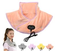 Hewelth Massager, Hewelth Triple Method Shoulder Massager, 3 Heat Levels & 3 Vibration Modes, Soft Double-Sided Fleece, USB-Charged, Foldable & Portable, Easy to Operate, for Home Office (Pink)