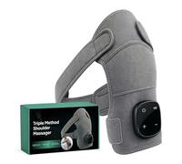 Hewelth Triple Method Shoulder Massager, Hewelth Triple Shoulder Massager, Wearable Heated Pad for Neck and Trap Muscle Relief, with Heat, Kneading and Airbag Compression Wrap