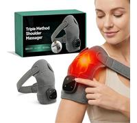 Hewelth Triple Shoulder Massager, Rotator Cuff Shoulder Massager,3-in-1 Airbag Compression & Deep Kneading Shiatsu Massage Wrap,Cordless and Rechargeable with 4500mAh Battery for Convenient Use(A)