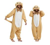 HEWERON Golden Retriever Dog Onesie Pajamas Halloween Costume Cartoon Cosplay Animal Dog One-Piece Christmas Sleepwear for Women Men Teens