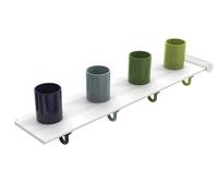 Hewi Toothbrush Holder Kids Extension set tumbler rack with hooks, 4 places Pure White